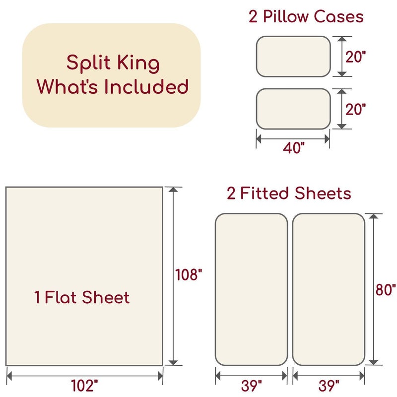 Mellanni Split King Sheets Set - 5 PC Iconic Collection Bedding - Hotel Luxury, Extra Soft, Cooling Bed Sheets - Wrinkle, Fade, Stain Resistant (Split King, Brown) - Image 2